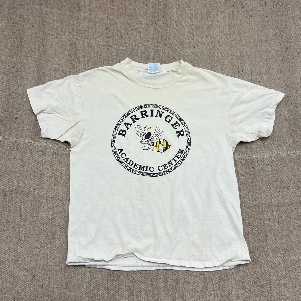 Vintage Barringer Academic Center Shirt Mens Large White 1990s